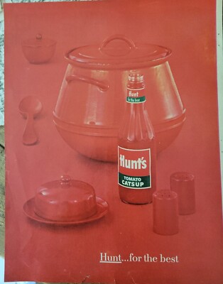 1962 Hunt's Tomato Catsup Bottle Red Kitchen Items Vintage ad