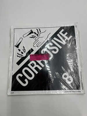 (2 packs of 25=50) Labelmaster Removable Vinyl Corrosive 8 Hazmat Placard Z-EZ4