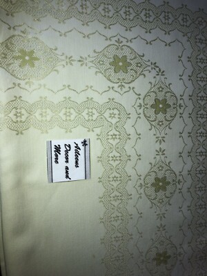 FABULOUS GREEN EMBROIDERED IRISETTE EUROPEAN TABLECLOTH. 52 X 63 