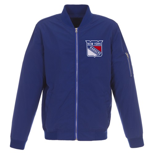 NHL New York Rangers leichte Nylon Bomberjacke blau gesticktes Logo  - Bild 1 von 3