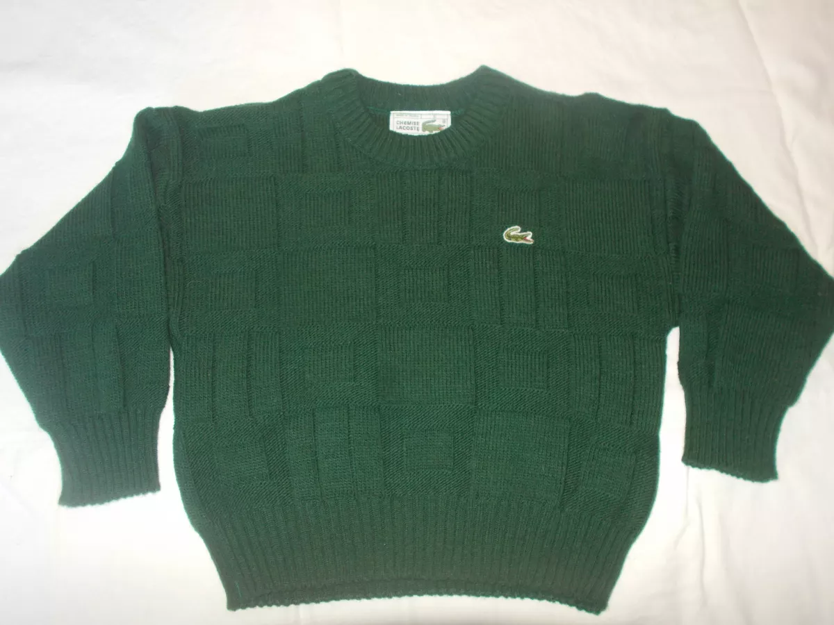 VINTAGE LACOSTE DEVANLAY Green Wool Sweater 6 Years Embroidered MADE IN  FRANCE