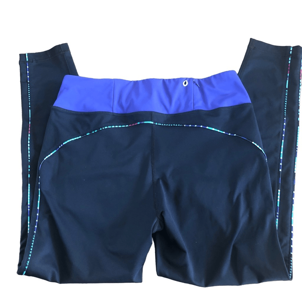 Leggings da allenamento neri Fila con fascia blu in vita