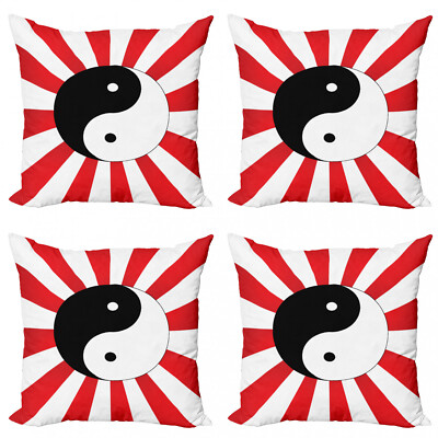 Ying Yang 4 Teiliges Kissenbezugs Set Chinese Sun