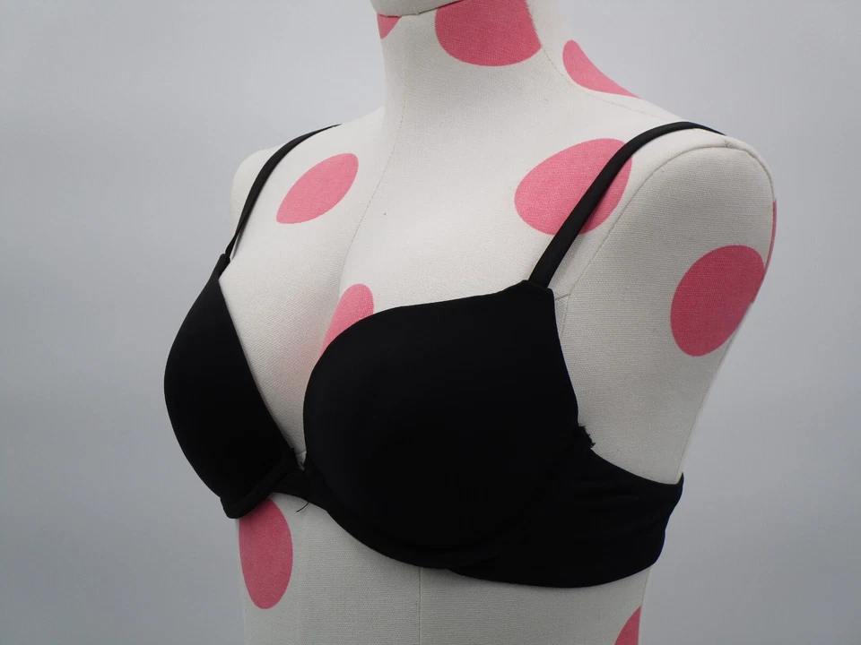 Carrie Amber Woman's Bra 36 B Black Push Up Padded Demi Underwire Plunge Tshirt - Image 2 of 4