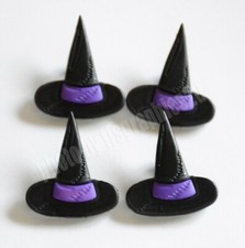 4 Witch Hat Buttons / Black Hat Shank Buttons...