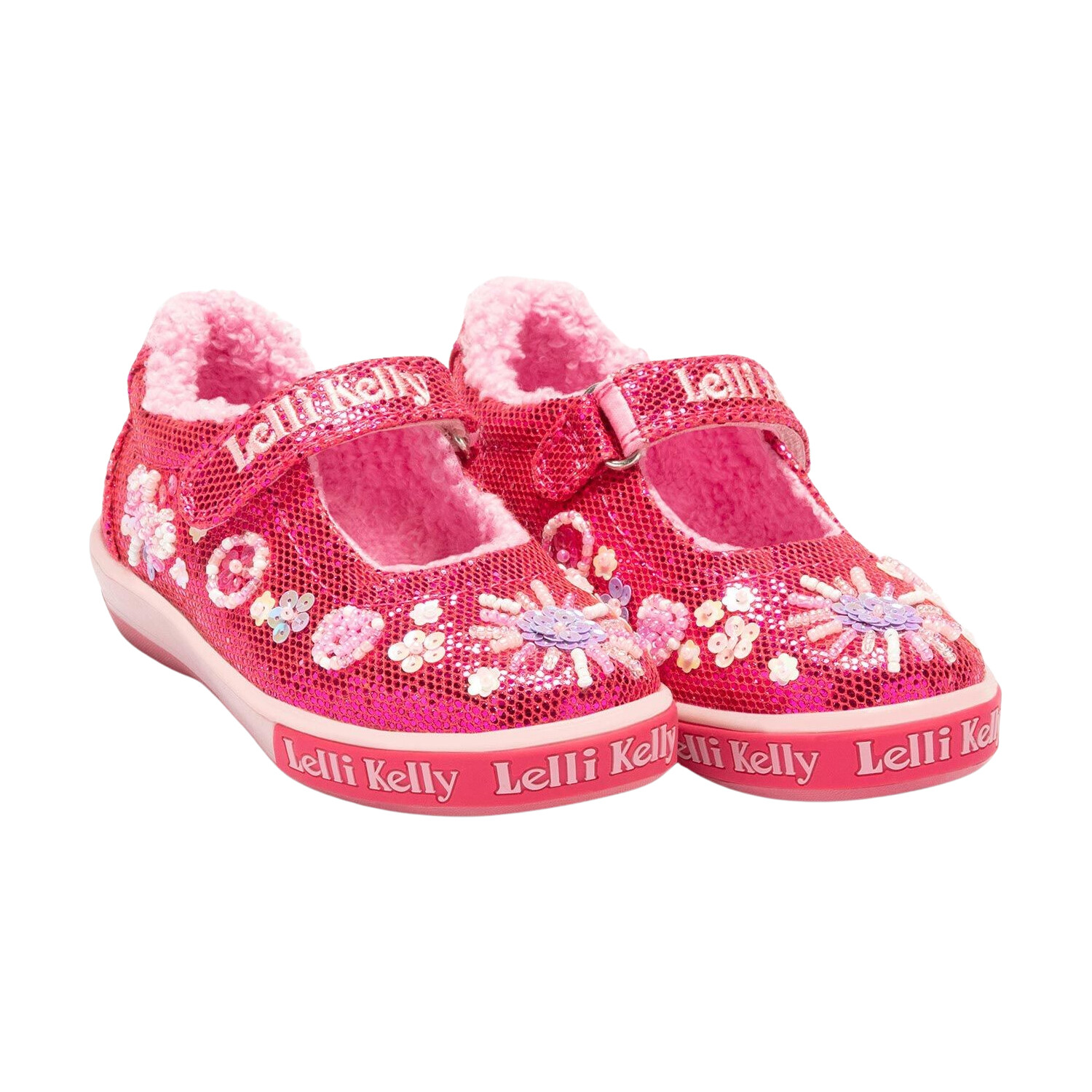 Lelli Kelly Girls Shoes Pink Red Glitter Warm Lined Canvas Uppers - LK3860 Dafne