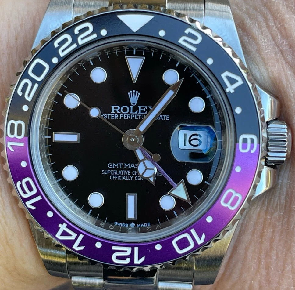 Rolex 40mm GMT Master II 116710 Factory Dial Finest Ceramic Bezel Insert Mint