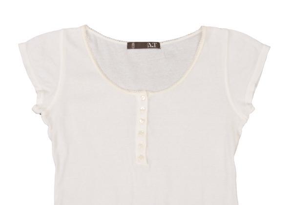 A.T ATSURO TAYAMA Lace Trim Henry Neck T Shirt Size XS-S(K-150783)