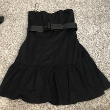 Express Womens Black Strapless Fit & Flare Mini Dress Size 8 Belt Accent 80’s 90