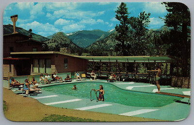 Estes Park Colorado Crags Hotel Swimming Pool c1958 Postcard