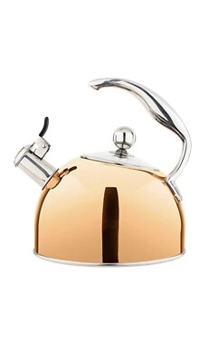 Viking 2.6 Quart Stainless Steel Whistling Tea Kettle With 3ply Base Rose Gold