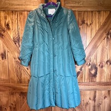 Vintage Quilted Duck & Fowl Down Puffer Coat Full Length Women's Medium Parka