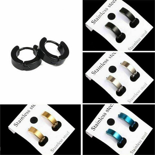2 Pairs Of 4mm Stainless Steel Huggie Hoop Earrings For Men & Women - Simple Punk Stud Style