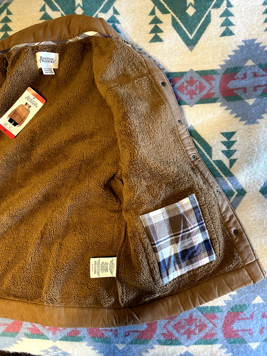 BOSTON TRADERS Tan Brown Faux Suede Sherpa Lined Jacket M NEW