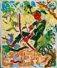 Watercolor Jean Terles Portrait Robin Hood Ivanhoe Sherwood Archer Tree