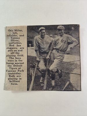 Otis Miller Tom Oliver Boston Red Sox 1930 Sporting News Baseball 4X4 Panel