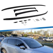 4Pcs Roof Rack for 2016-2023 Mazda CX-9 CX9 Side Rails + Cross Bars Black Set