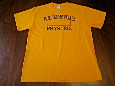 WILLIAMSVILLE PHYS. ED T-Shirt Golden Yellow & Purple Size Medium 50/50
