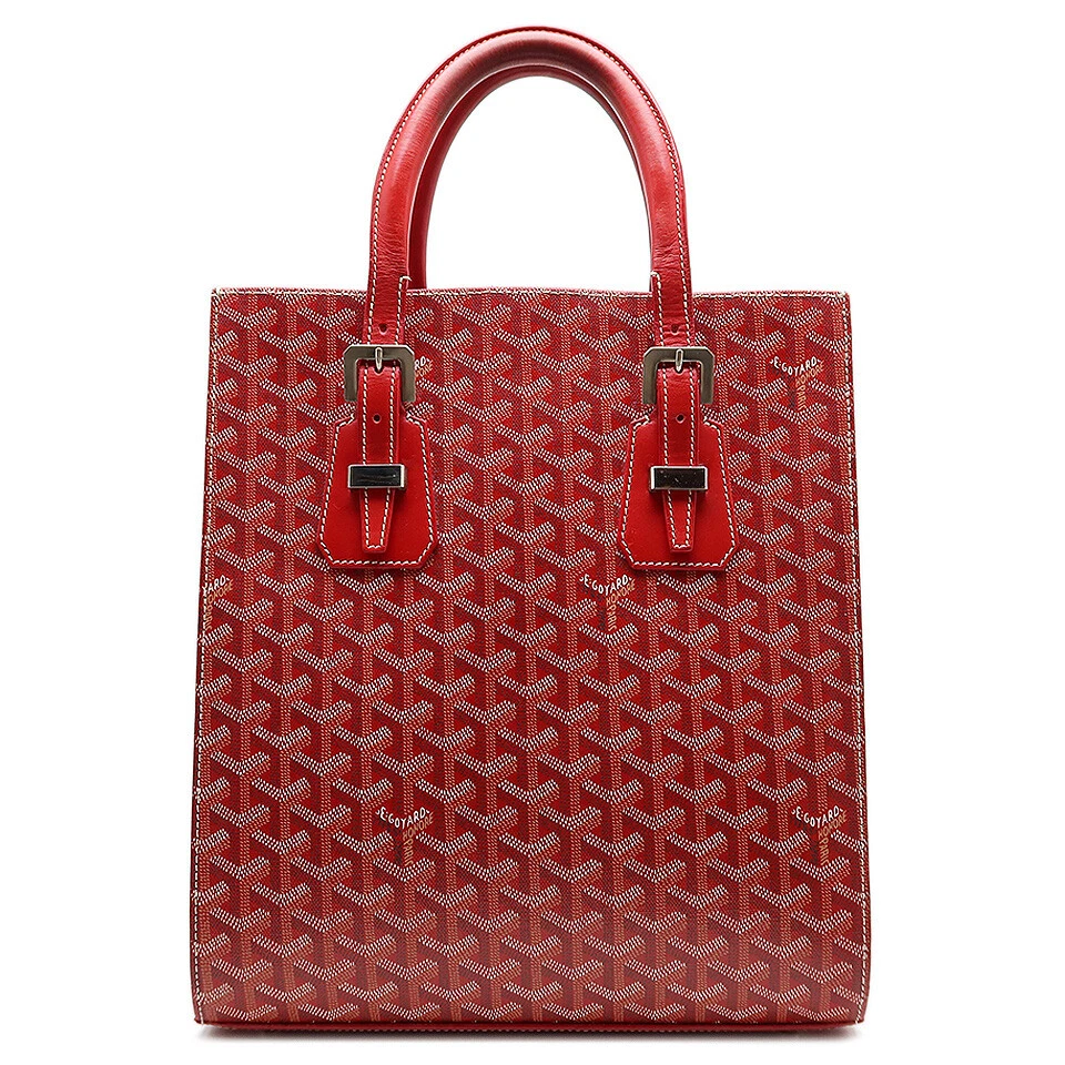 GOYARD Comor PM Tote Bag Hand Red Canvas Leather Women Mens Used