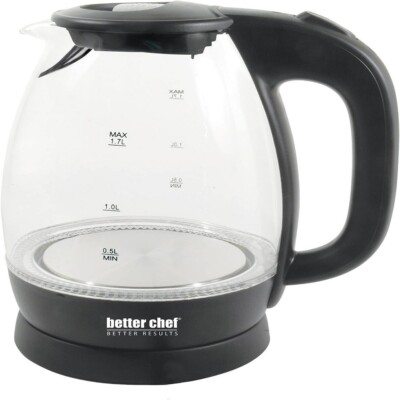 BETTER CHEF IM-176B 7 CUP 1.7L 360 DEGREE BASE CORDLESS ELECTRIC GLASS KETTLE