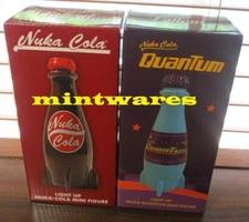Fallout Nuka Cola + Quantum Mini Light Up Glowing Rocket Bottle Figure Set NEW