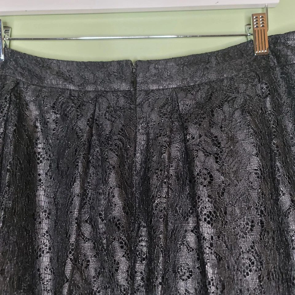 Falda de Encaje Sejour 14W Negra Línea A Midi Plisada Capricho Hadas Bolsillos Fiesta Foto 3 de 4