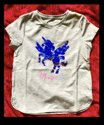 members mark my favorite tee color changing sequin t shirt,girls Size 10/12 Unic