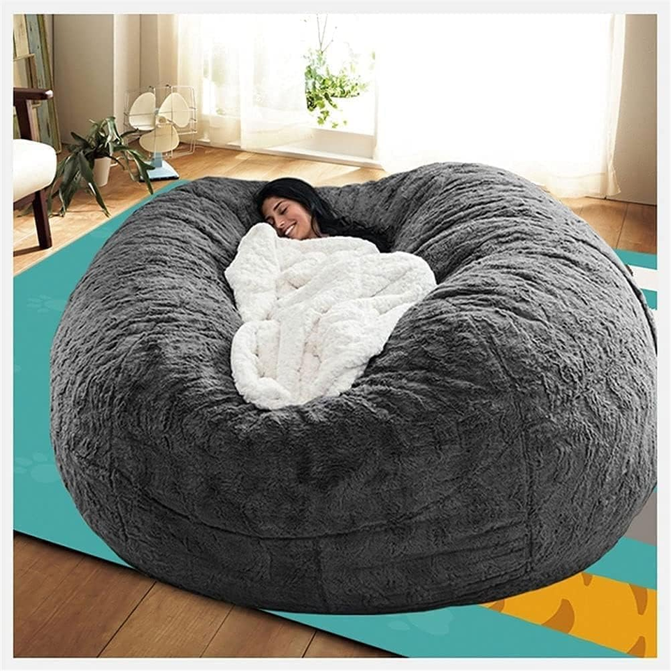 Large 7Ft Bean Bag Sofa Covers (No Filler) Huge Fluffy Bean Bag Adult