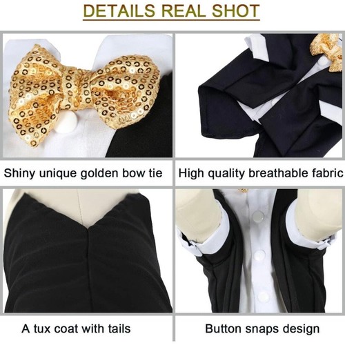 NWT Dog Tuxedo with Gold Bow Tie Large - Picture 8 of 9