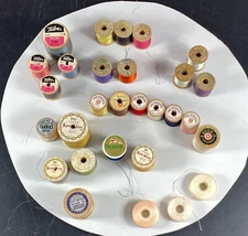 Wooden spool threads Star Blyda Rico Clarks 26+ lot Vintage