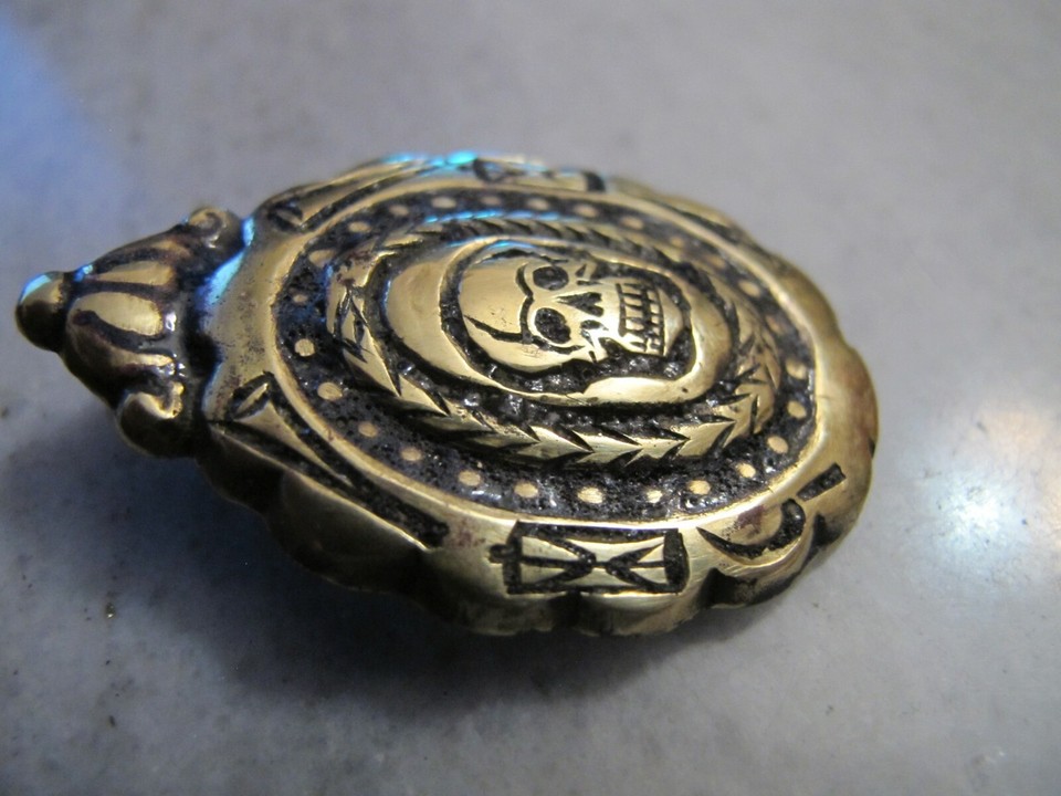 Rare Antique Pre/ Georgian Bronze Enamel Memento Mori Skull Pendant | eBay