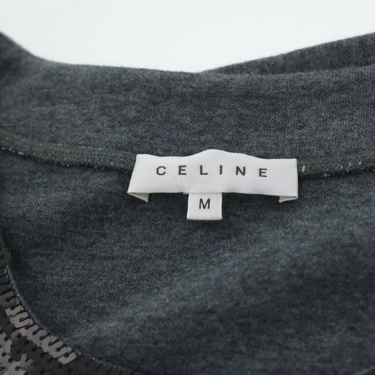 CELINE Vestito Felpa Cotone M Grigio Nero Autentico am3981