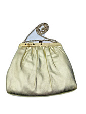 Vintage Harry Levine Purse HL Evening Bag Metallic Shimmer Gold Chain USA