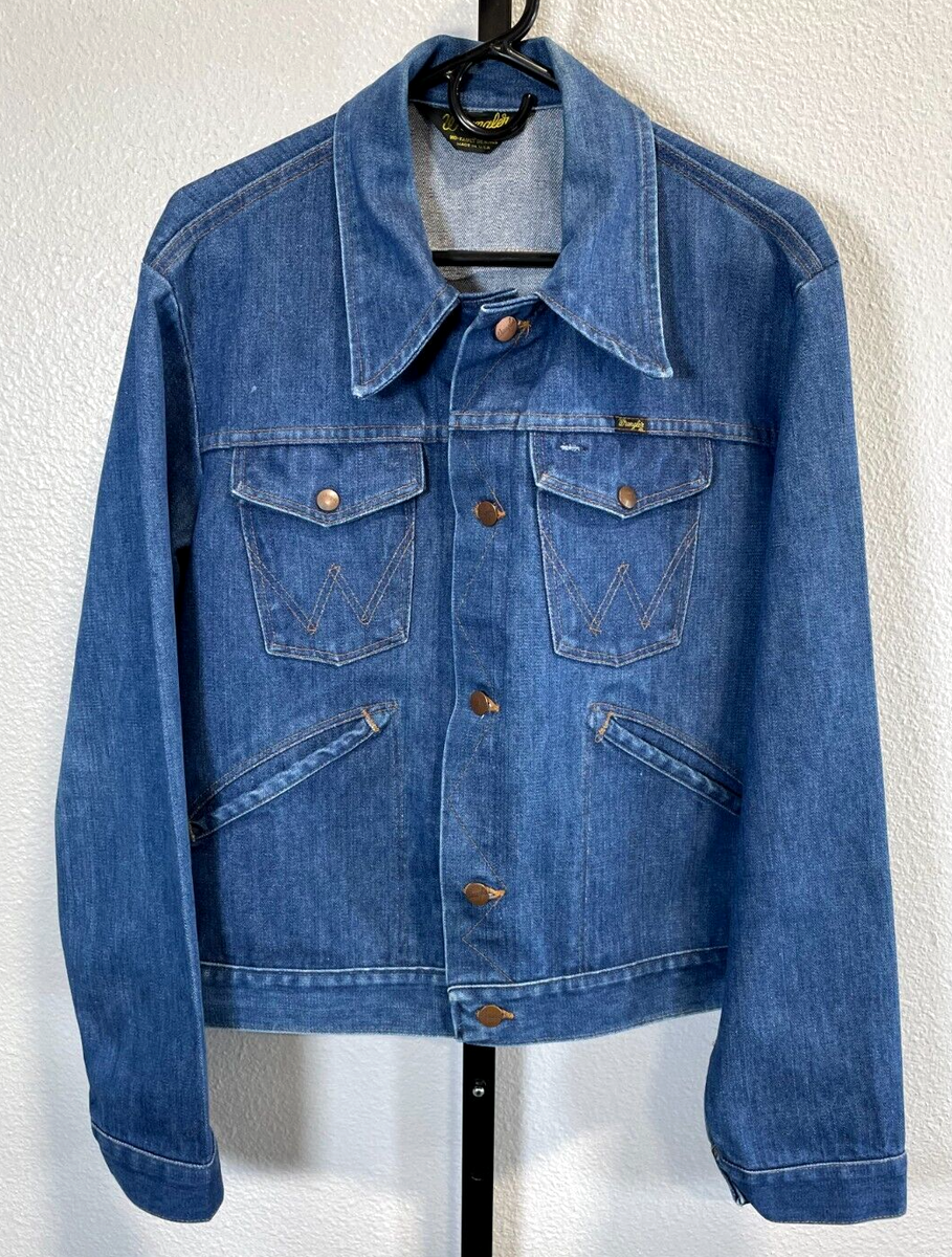 Wrangler Mens Vintags 1970's Denim Blue Trucker Jean Jacket Sz M
