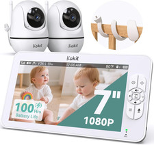 7" 1080P Baby Monitor with Camera and Audio, No Wifi, Dual Camera Split Screen f