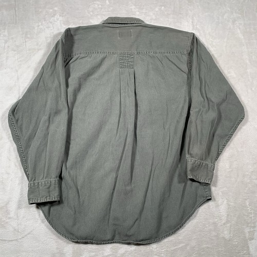 Pendleton Shirt Medium Military Green Field Cotton Button Up Long Sleeve Pockets - Picture 6 of 6