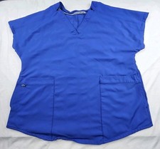 Cuddl Duds Scrub Top Womens Size Large Metro Blue Pit To Pit 21in Pockets V-neck