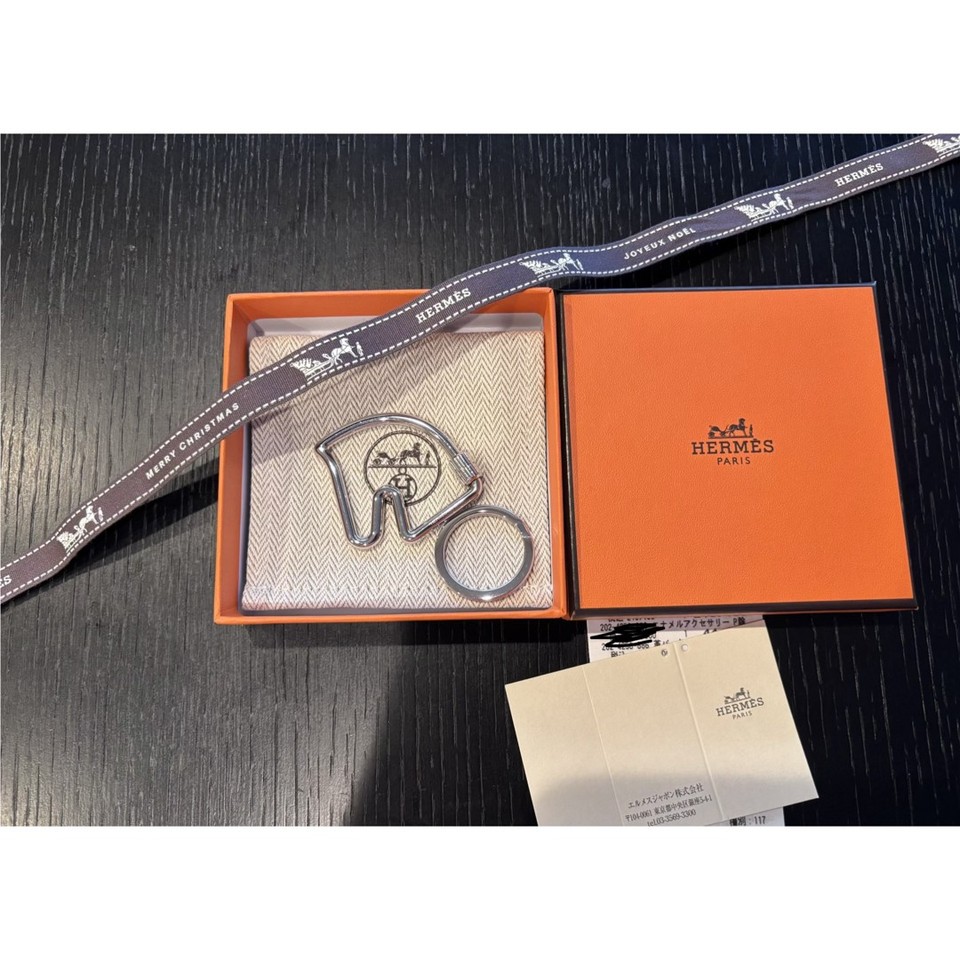 Color Bex HERMES Cheval Cheval Keychain Keyring Charm Silver Color With Box Rare ...