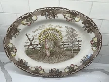 Vintage King Tom Ironstone Thanksgiving Turkey Platter Large Size 19" by 14.5"