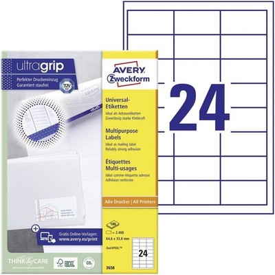 AVERY Zweckform Universal-Etiketten 64,6 x 33,8 mm weiß 2.400 Etiketten