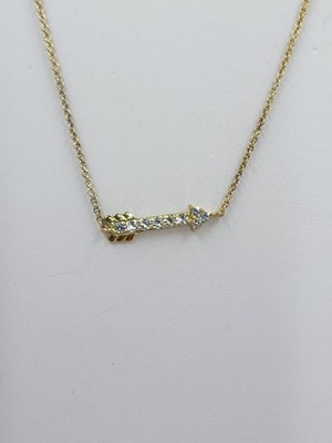 Samuel Aaron Cubic Zirconia Arrow Pendant/Necklace, Yellow Gold Plated
