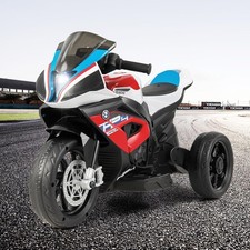 COSTWAY 12V Kids Electric Motorbike, Licensed BMW Ride on Motorcycle with Headli