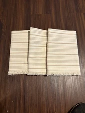 Top Finel Set of 3 Decorative Euro Pillow Covers 27x27” Cream  & White Woven