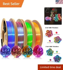 3D PLA Filament 1.75mm Bundle, Tricolor 3D Printer Filament Bundle, Rainbow S...