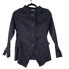 Simply Vera Wang Womens XS Petite Steampunk Blazer Jacket Dark Blue Avant Garde