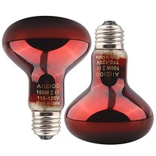 Aiicioo Reptile Heat Lamp, Night Light Bulb 100W Infrared Bulb for Basking - Red