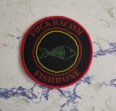 Fishbone Red Border Woven Patch