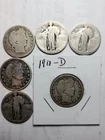 Six 90% US Quarters, VG 1910-D