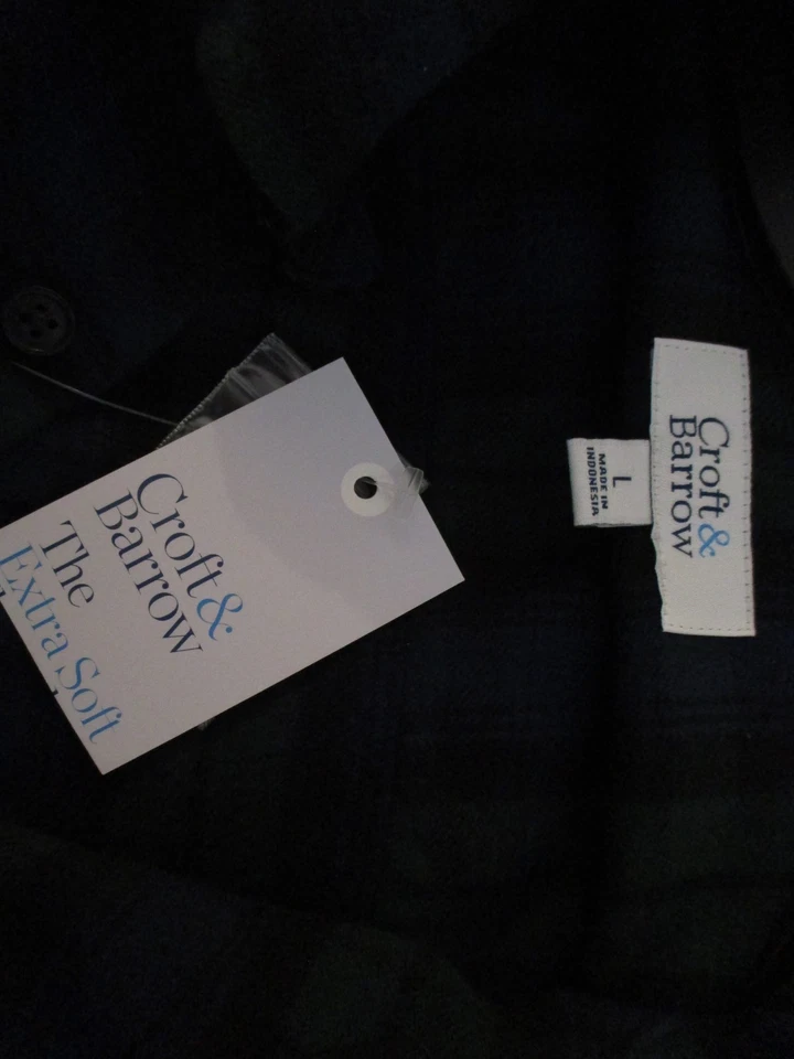 Croft & Barrow Flannel Button Up Men's Shirt Size L Multicolor Plaid Long Sleeve - Image 3 of 4