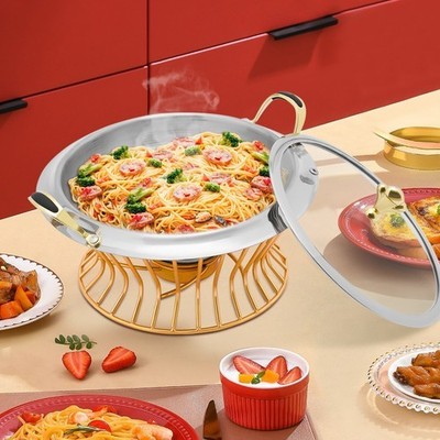 2L Chafing Dish Stainless Steel Circular Buffet Catering Warmers W/ Fuel Holder